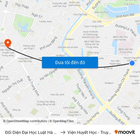 Đối Diện Đại Học Luật Hà Nội - Nguyễn Chí Thanh to Viện Huyết Học - Truyền Máu Trung Ương map