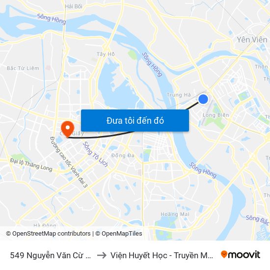 549 Nguyễn Văn Cừ (Cột Trước) to Viện Huyết Học - Truyền Máu Trung Ương map