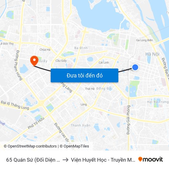 65 Quán Sứ (Đối Diện 80 Quán Sứ) to Viện Huyết Học - Truyền Máu Trung Ương map