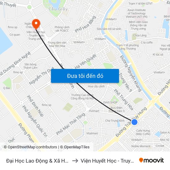 Đại Học Lao Động & Xã Hội - 43 Trần Duy Hưng to Viện Huyết Học - Truyền Máu Trung Ương map