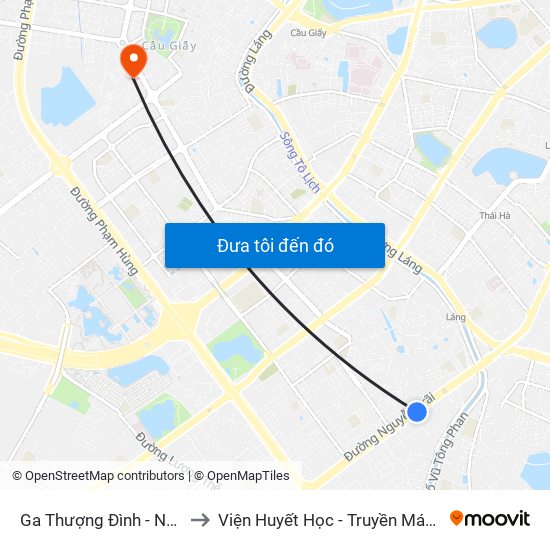 Ga Thượng Đình - Nguyễn Trãi to Viện Huyết Học - Truyền Máu Trung Ương map