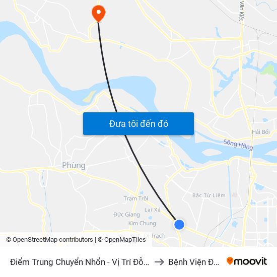 Điểm Trung Chuyển Nhổn - Vị Trí Đỗ Tuyến 20, 29, 32 (Chiều Sơn Tây - Hà Nội)- Đường 32 to Bệnh Viện Đa Khoa Huyện Mê Linh map