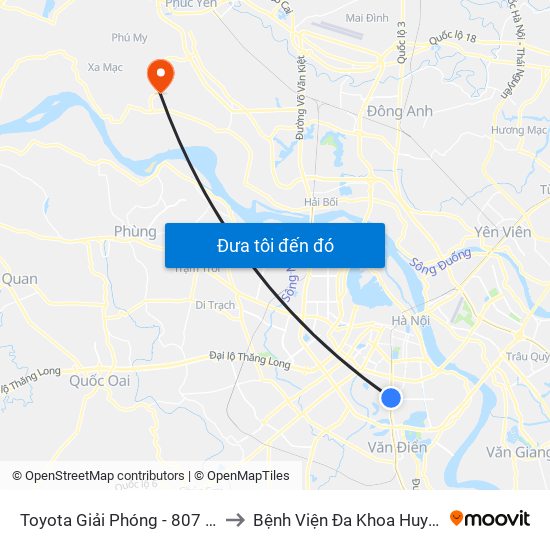 Toyota Giải Phóng - 807 Giải Phóng to Bệnh Viện Đa Khoa Huyện Mê Linh map