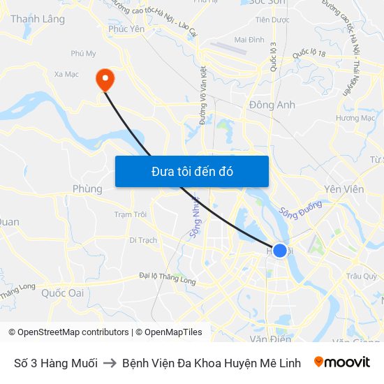 Số 3 Hàng Muối to Bệnh Viện Đa Khoa Huyện Mê Linh map