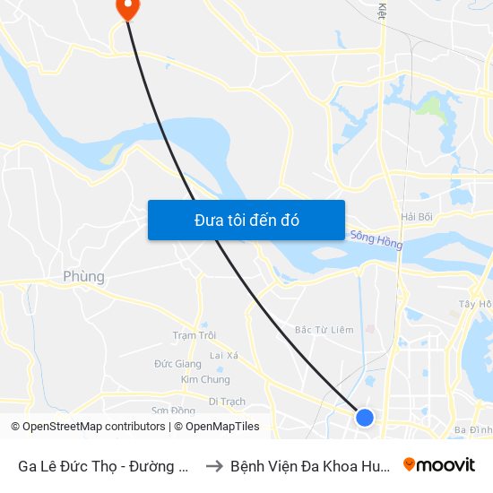 Ga Lê Đức Thọ - Đường Hồ Tùng Mậu to Bệnh Viện Đa Khoa Huyện Mê Linh map