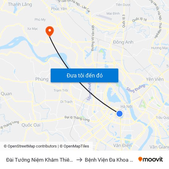 Đài Tưởng Niệm Khâm Thiên - 45 Khâm Thiên to Bệnh Viện Đa Khoa Huyện Mê Linh map