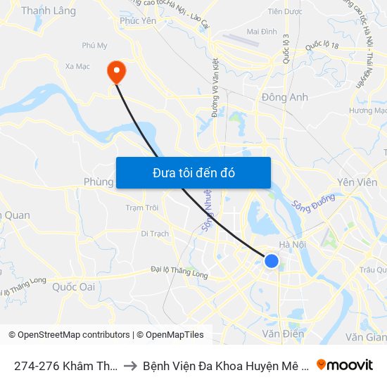 274-276 Khâm Thiên to Bệnh Viện Đa Khoa Huyện Mê Linh map