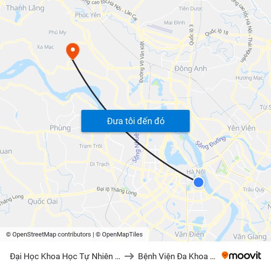 Đại Học Khoa Học Tự Nhiên - 19 Lê Thánh Tông to Bệnh Viện Đa Khoa Huyện Mê Linh map