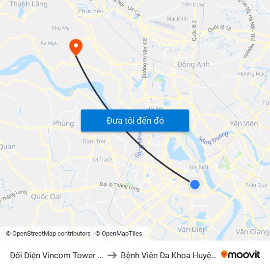 Đối Diện Vincom Tower - Bà Triệu to Bệnh Viện Đa Khoa Huyện Mê Linh map