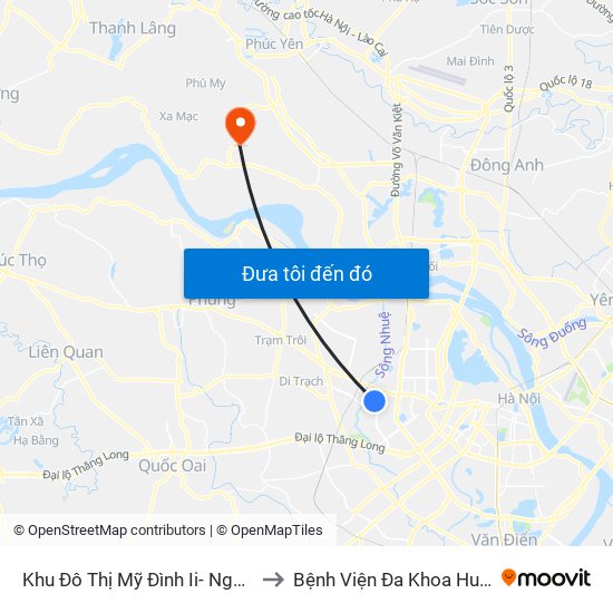 Khu Đô Thị Mỹ Đình Ii- Nguyễn Cơ Thạch to Bệnh Viện Đa Khoa Huyện Mê Linh map