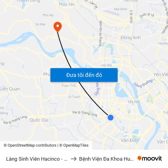 Làng Sinh Viên Hacinco - Nguyễn Tuân to Bệnh Viện Đa Khoa Huyện Mê Linh map