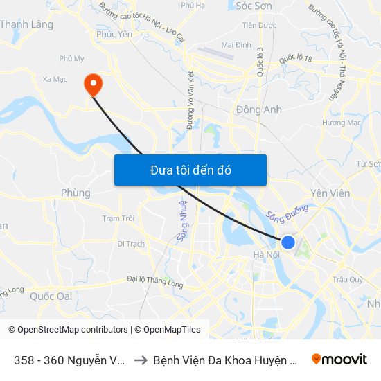 358 - 360 Nguyễn Văn Cừ to Bệnh Viện Đa Khoa Huyện Mê Linh map