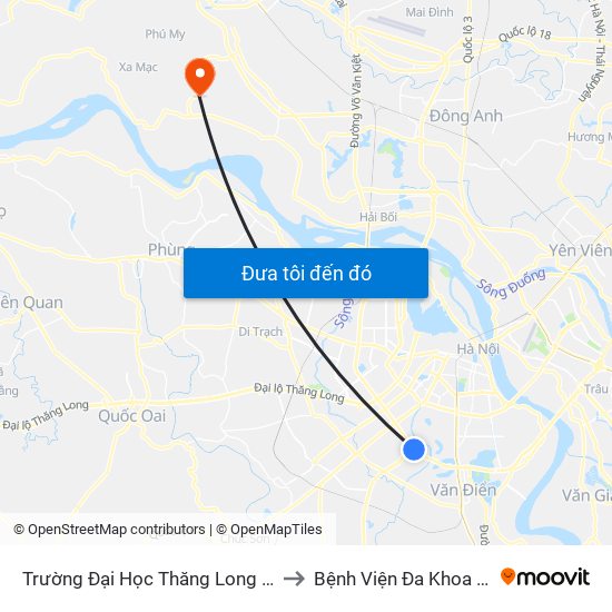 Trường Đại Học Thăng Long - Nghiêm Xuân Yêm to Bệnh Viện Đa Khoa Huyện Mê Linh map