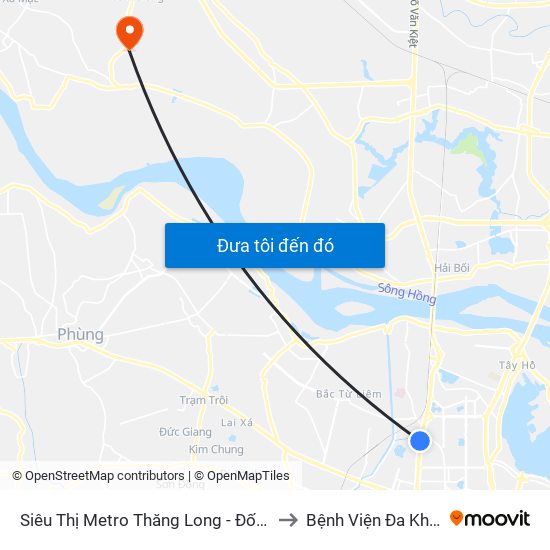 Siêu Thị Metro Thăng Long - Đối Diện Ngõ 599 Phạm Văn Đồng to Bệnh Viện Đa Khoa Huyện Mê Linh map