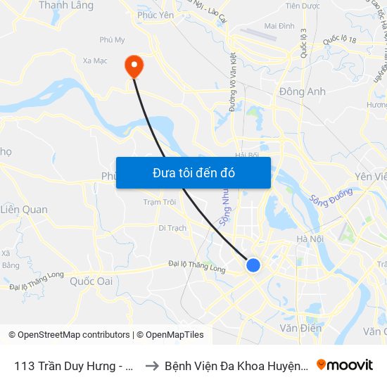 113 Trần Duy Hưng - Bộ Khcn to Bệnh Viện Đa Khoa Huyện Mê Linh map