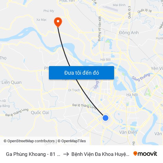 Ga Phùng Khoang - 81 Trần Phú to Bệnh Viện Đa Khoa Huyện Mê Linh map