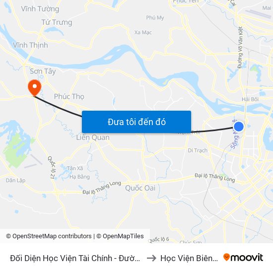 Đối Diện Học Viện Tài Chính - Đường Đức Thắng to Học Viện Biên Phòng map