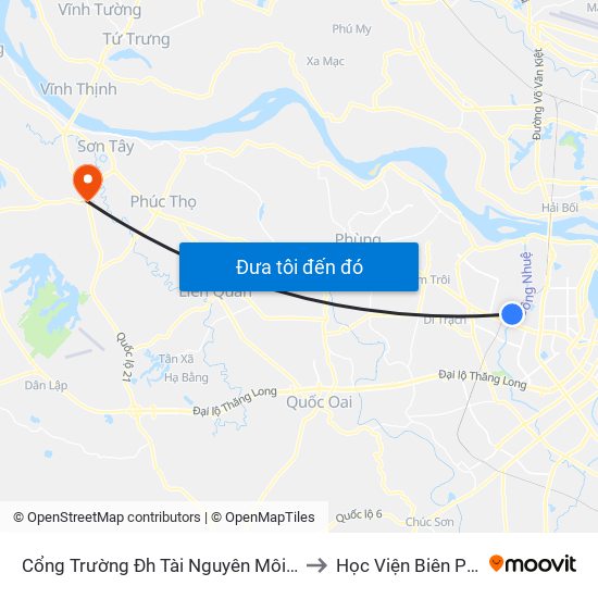 Cổng Trường Đh Tài Nguyên Môi Trường to Học Viện Biên Phòng map