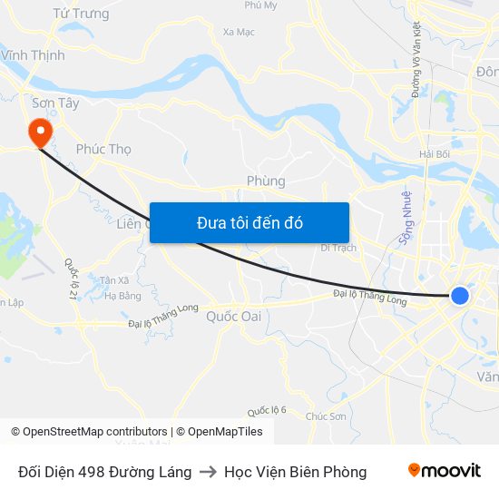 Đối Diện 498 Đường Láng to Học Viện Biên Phòng map