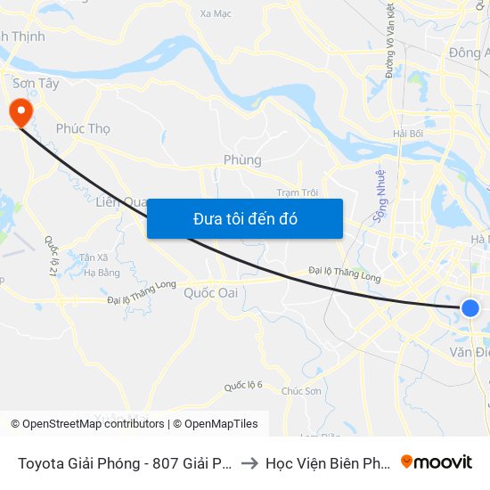 Toyota Giải Phóng - 807 Giải Phóng to Học Viện Biên Phòng map