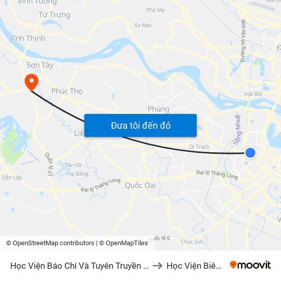 Học Viện Báo Chí Và Tuyên Truyền - 36 Xuân Thủy to Học Viện Biên Phòng map