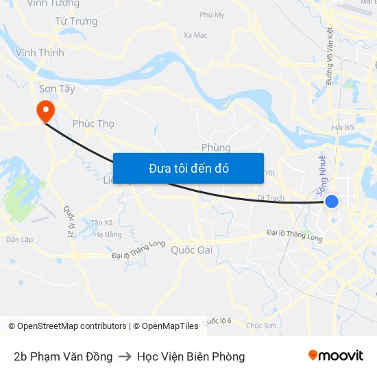 2b Phạm Văn Đồng to Học Viện Biên Phòng map