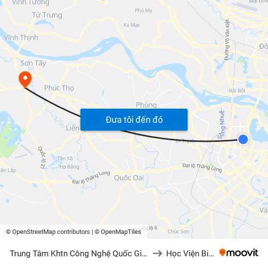 Trung Tâm Khtn Công Nghệ Quốc Gia - 18 Hoàng Quốc Việt to Học Viện Biên Phòng map