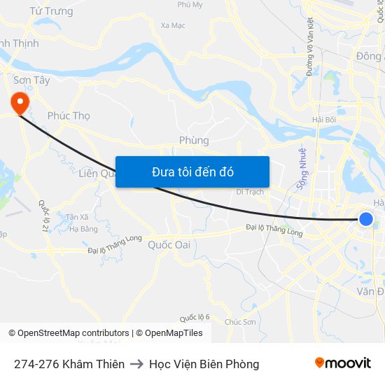 274-276 Khâm Thiên to Học Viện Biên Phòng map