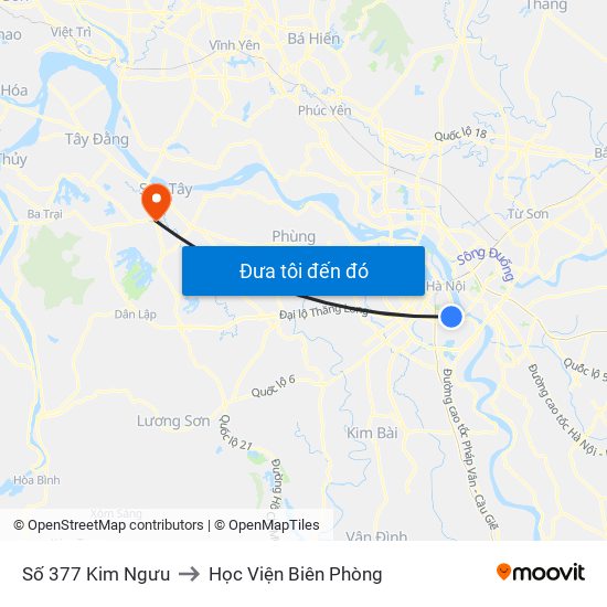 Số 377 Kim Ngưu to Học Viện Biên Phòng map