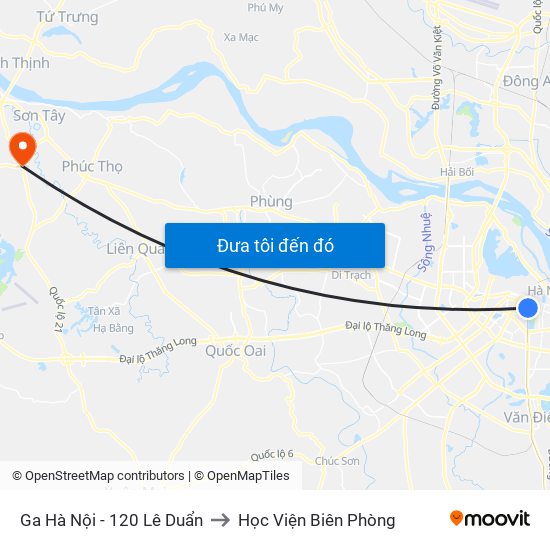 Ga Hà Nội - 120 Lê Duẩn to Học Viện Biên Phòng map