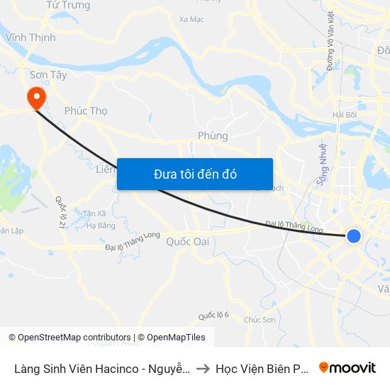 Làng Sinh Viên Hacinco - Nguyễn Tuân to Học Viện Biên Phòng map