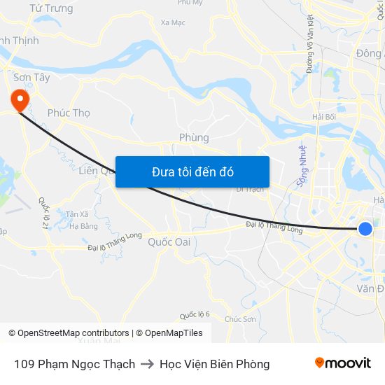 109 Phạm Ngọc Thạch to Học Viện Biên Phòng map