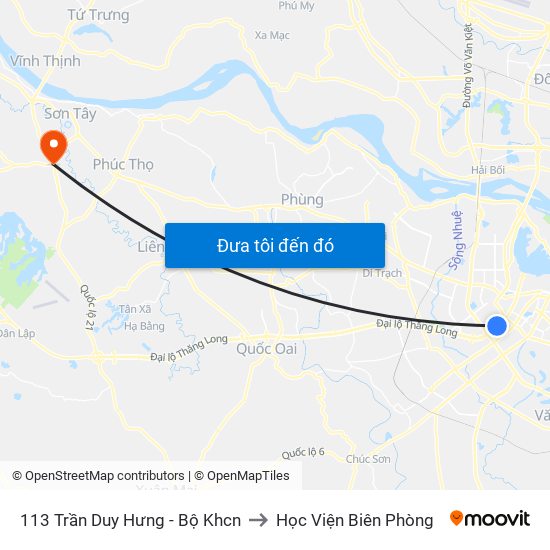 113 Trần Duy Hưng - Bộ Khcn to Học Viện Biên Phòng map