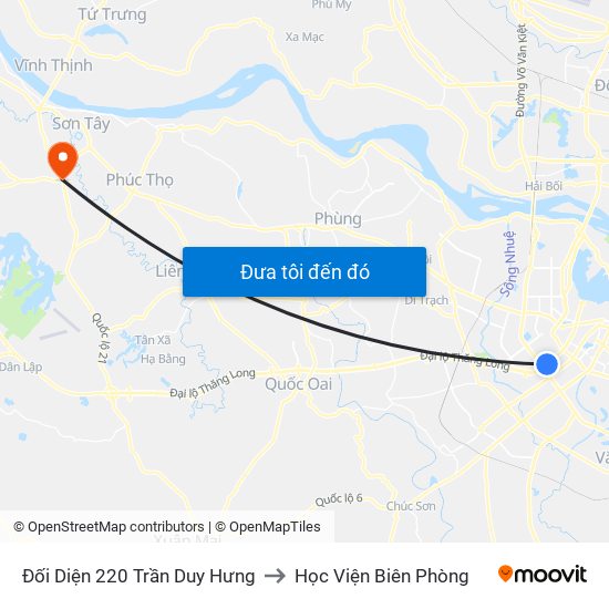 Đối Diện 220 Trần Duy Hưng to Học Viện Biên Phòng map