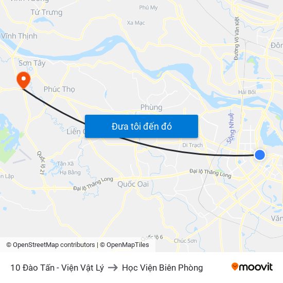 10 Đào Tấn - Viện Vật Lý to Học Viện Biên Phòng map