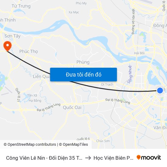 Công Viên Lê Nin - Đối Diện 35 Trần Phú to Học Viện Biên Phòng map