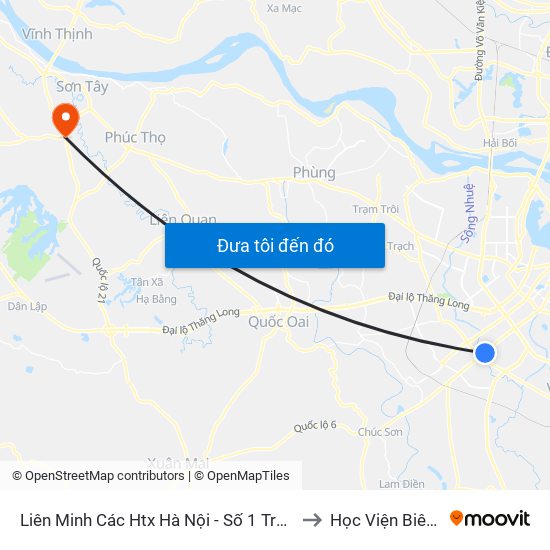 Liên Minh Các Htx Hà Nội - Số 1 Trần Phú (Hà Đông) to Học Viện Biên Phòng map