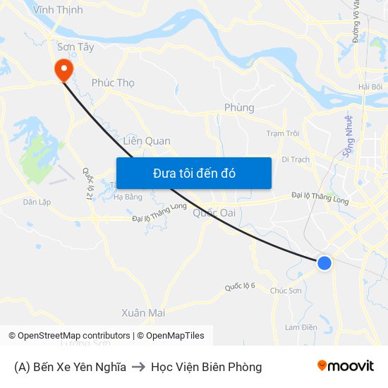 (A) Bến Xe Yên Nghĩa to Học Viện Biên Phòng map