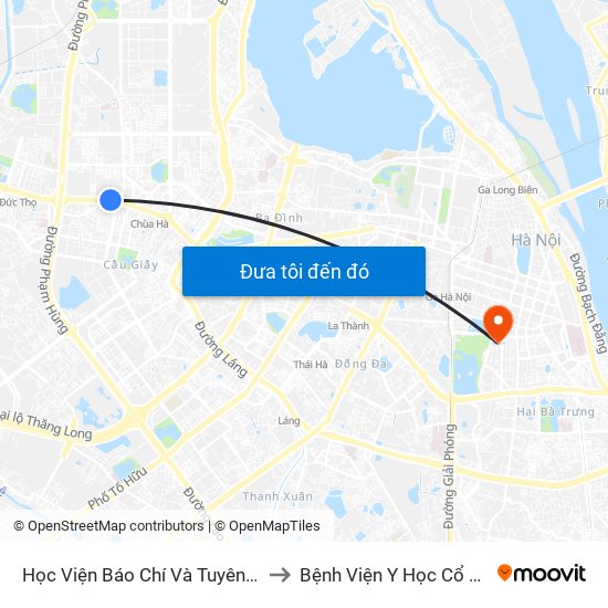 Học Viện Báo Chí Và Tuyên Truyền - 36 Xuân Thủy to Bệnh Viện Y Học Cổ Truyền Trung Ương map