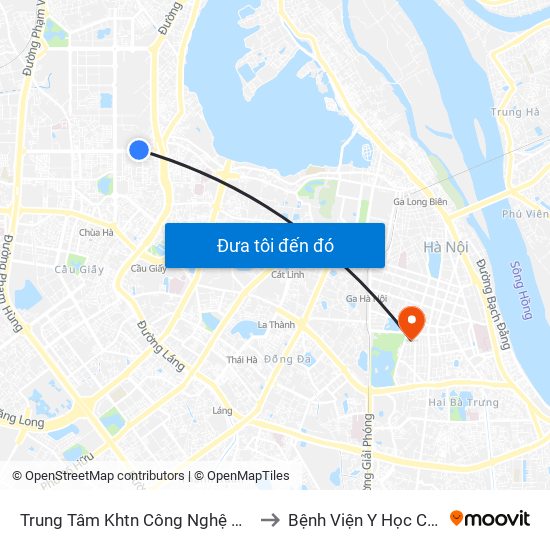 Trung Tâm Khtn Công Nghệ Quốc Gia - 18 Hoàng Quốc Việt to Bệnh Viện Y Học Cổ Truyền Trung Ương map