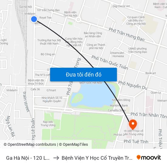 Ga Hà Nội - 120 Lê Duẩn to Bệnh Viện Y Học Cổ Truyền Trung Ương map