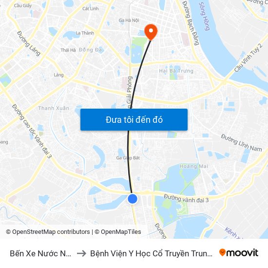 Bến Xe Nước Ngầm to Bệnh Viện Y Học Cổ Truyền Trung Ương map