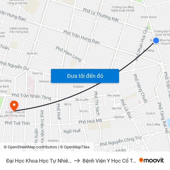 Đại Học Khoa Học Tự Nhiên - 19 Lê Thánh Tông to Bệnh Viện Y Học Cổ Truyền Trung Ương map
