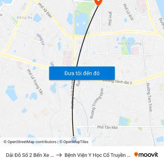 Dải Đỗ Số 2 Bến Xe Giáp Bát to Bệnh Viện Y Học Cổ Truyền Trung Ương map