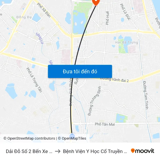 Dải Đỗ Số 2 Bến Xe Giáp Bát to Bệnh Viện Y Học Cổ Truyền Trung Ương map