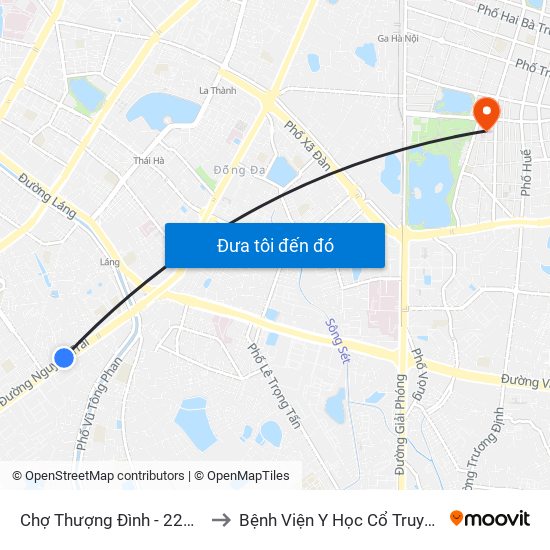 Chợ Thượng Đình - 224 Nguyễn Trãi to Bệnh Viện Y Học Cổ Truyền Trung Ương map