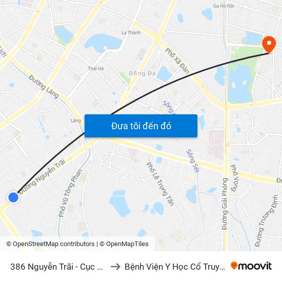 386 Nguyễn Trãi - Cục Sở Hữu Trí Tuệ to Bệnh Viện Y Học Cổ Truyền Trung Ương map