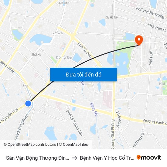 Sân Vận Động Thượng Đình - 129 Nguyễn Trãi to Bệnh Viện Y Học Cổ Truyền Trung Ương map