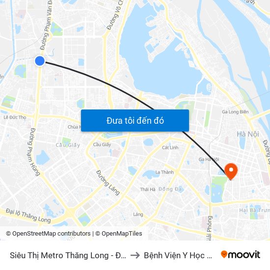 Siêu Thị Metro Thăng Long - Đối Diện Ngõ 599 Phạm Văn Đồng to Bệnh Viện Y Học Cổ Truyền Trung Ương map