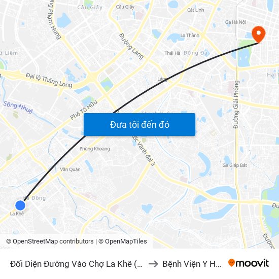 Đối Diện Đường Vào Chợ La Khê (Qua Ga Metro La Khê) - 405 Quang Trung (Hà Đông) to Bệnh Viện Y Học Cổ Truyền Trung Ương map